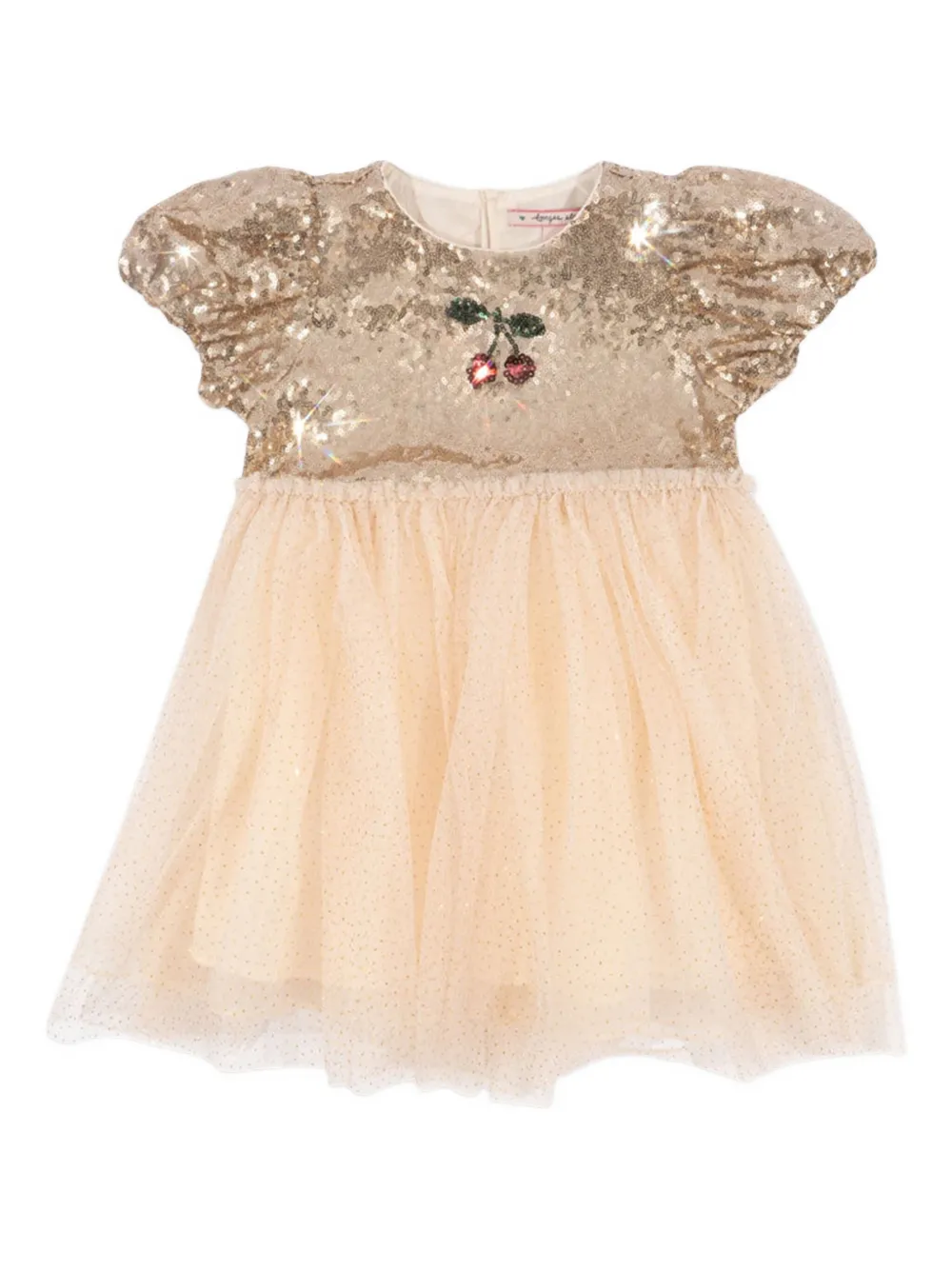 Konges Sløjd sequin cherry tulle dress Beige