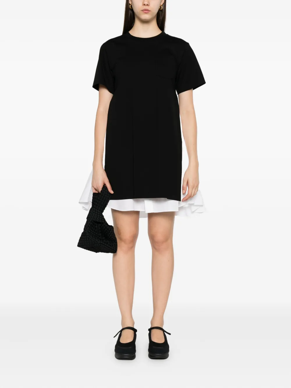 sacai Gelaagde mini-jurk Zwart