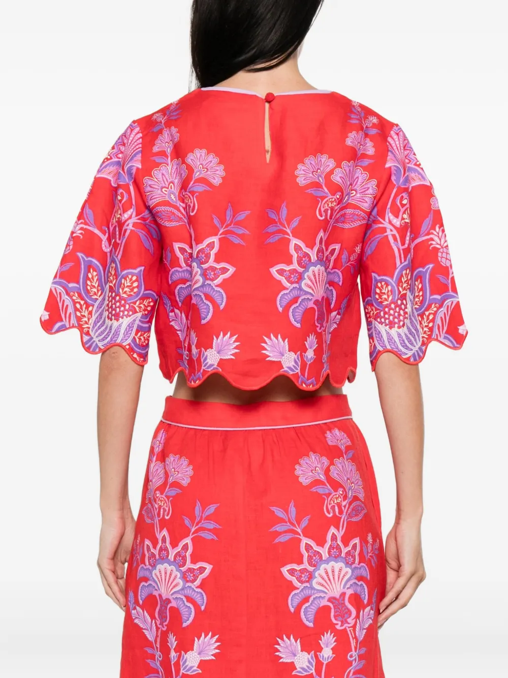 FARM Rio Porcelain Garden gewelfde top met bloemenprint Rood