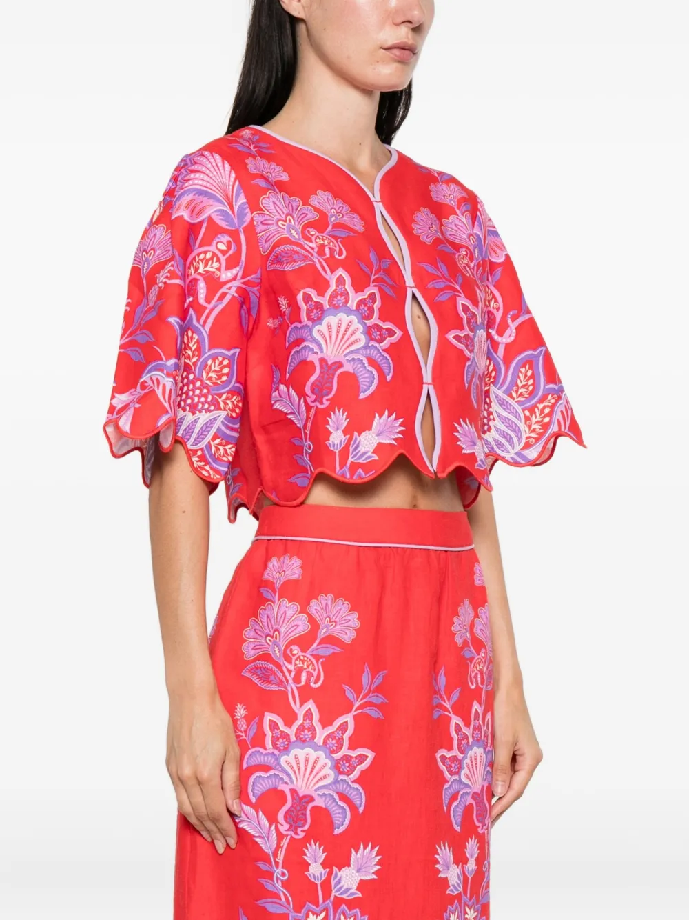 FARM Rio Porcelain Garden gewelfde top met bloemenprint Rood