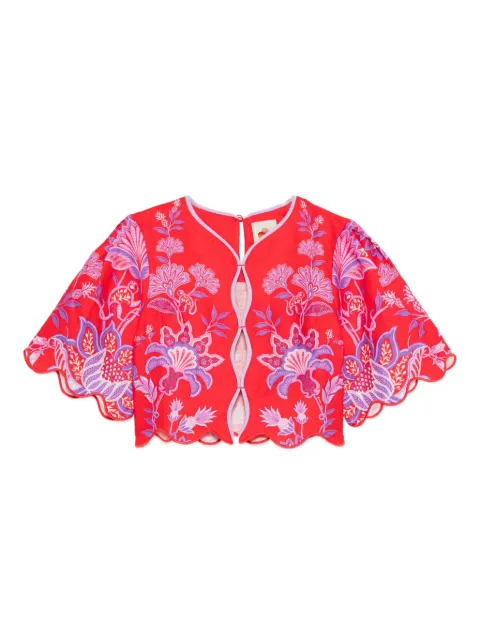 FARM Rio Porcelain Garden floral-print scalloped top