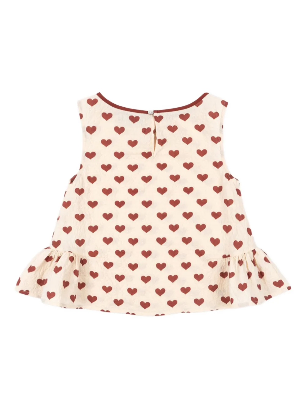 Konges Sløjd Top met ruches en hartprint Beige