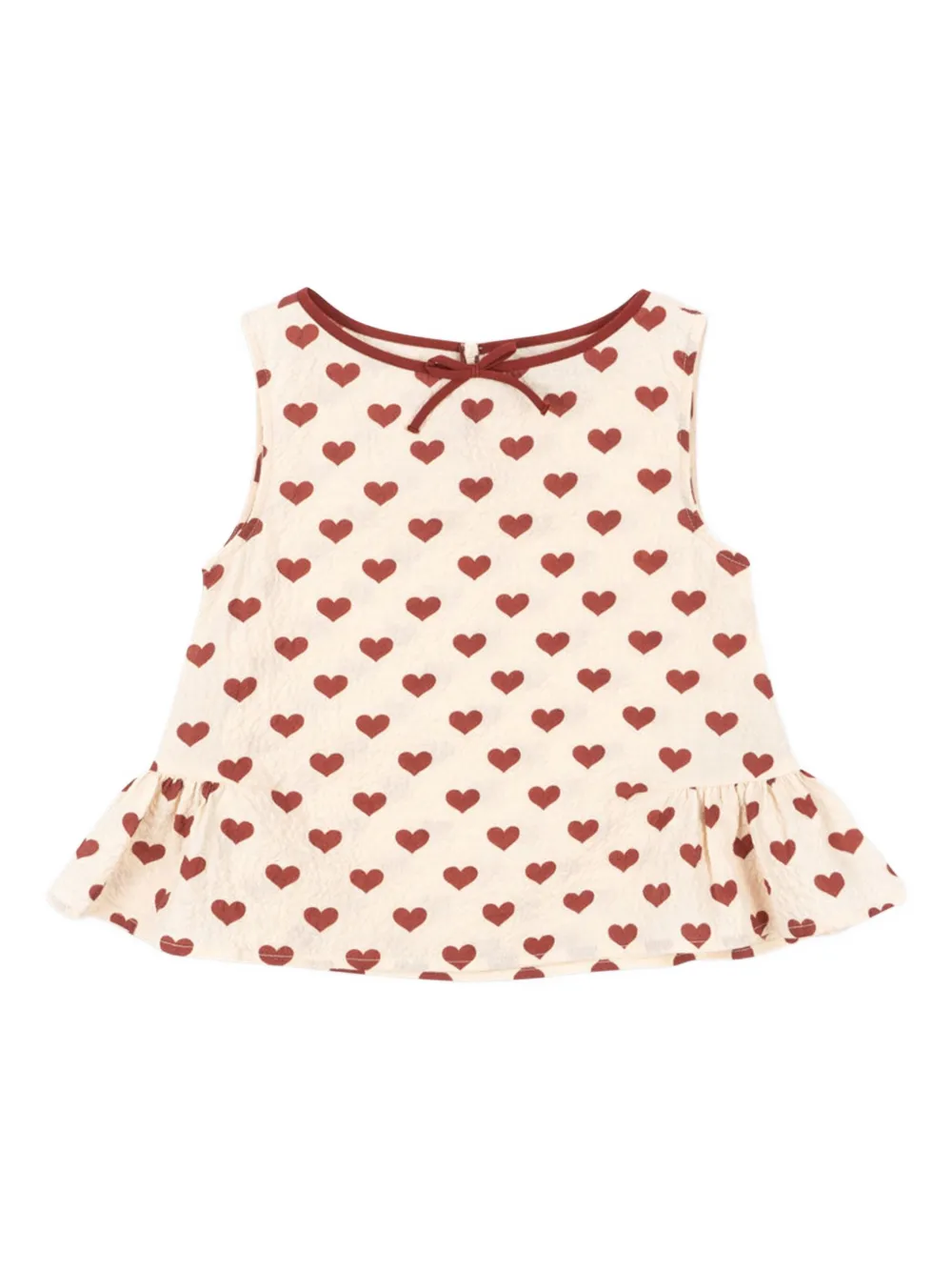Konges Sløjd heart-print ruffled blouse Beige