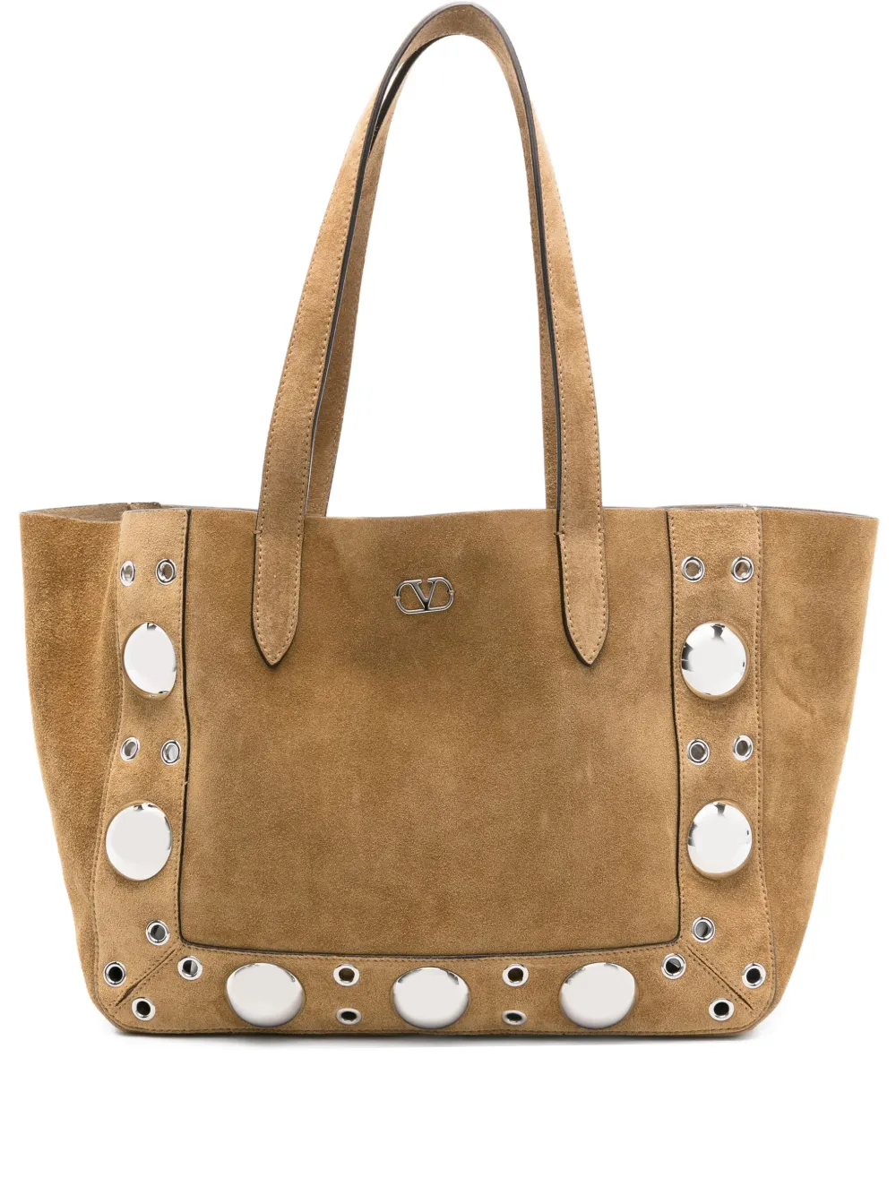 Valentino Garavani Nellcôte grote shopper verfraaid met ringlets Beige