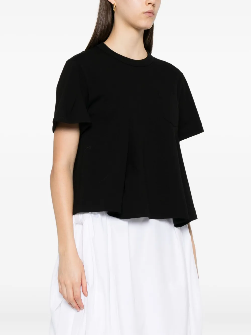 sacai T-shirt met ruches Zwart