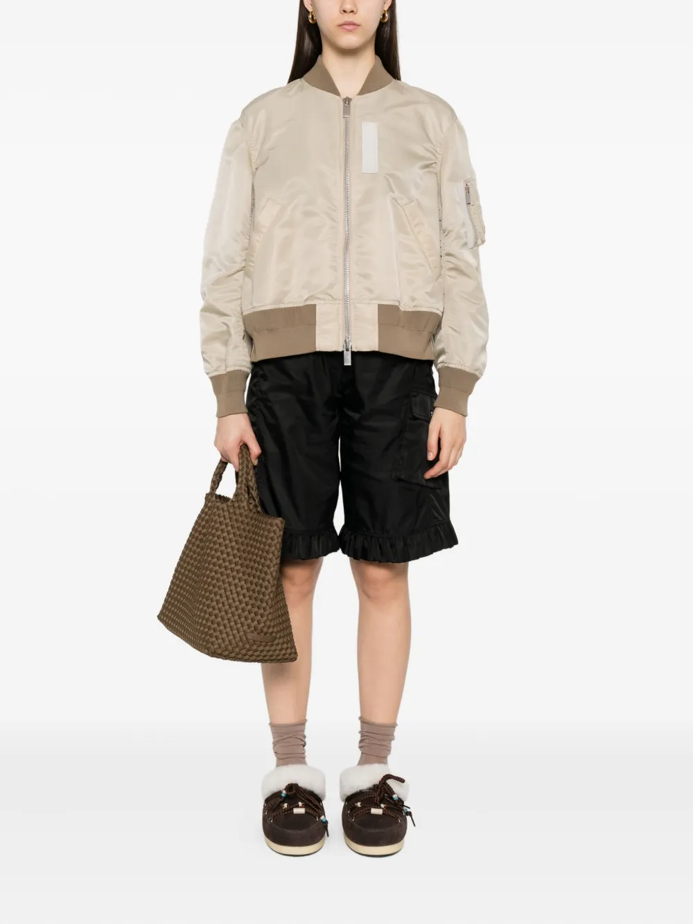 sacai Bomberjack met rits Beige