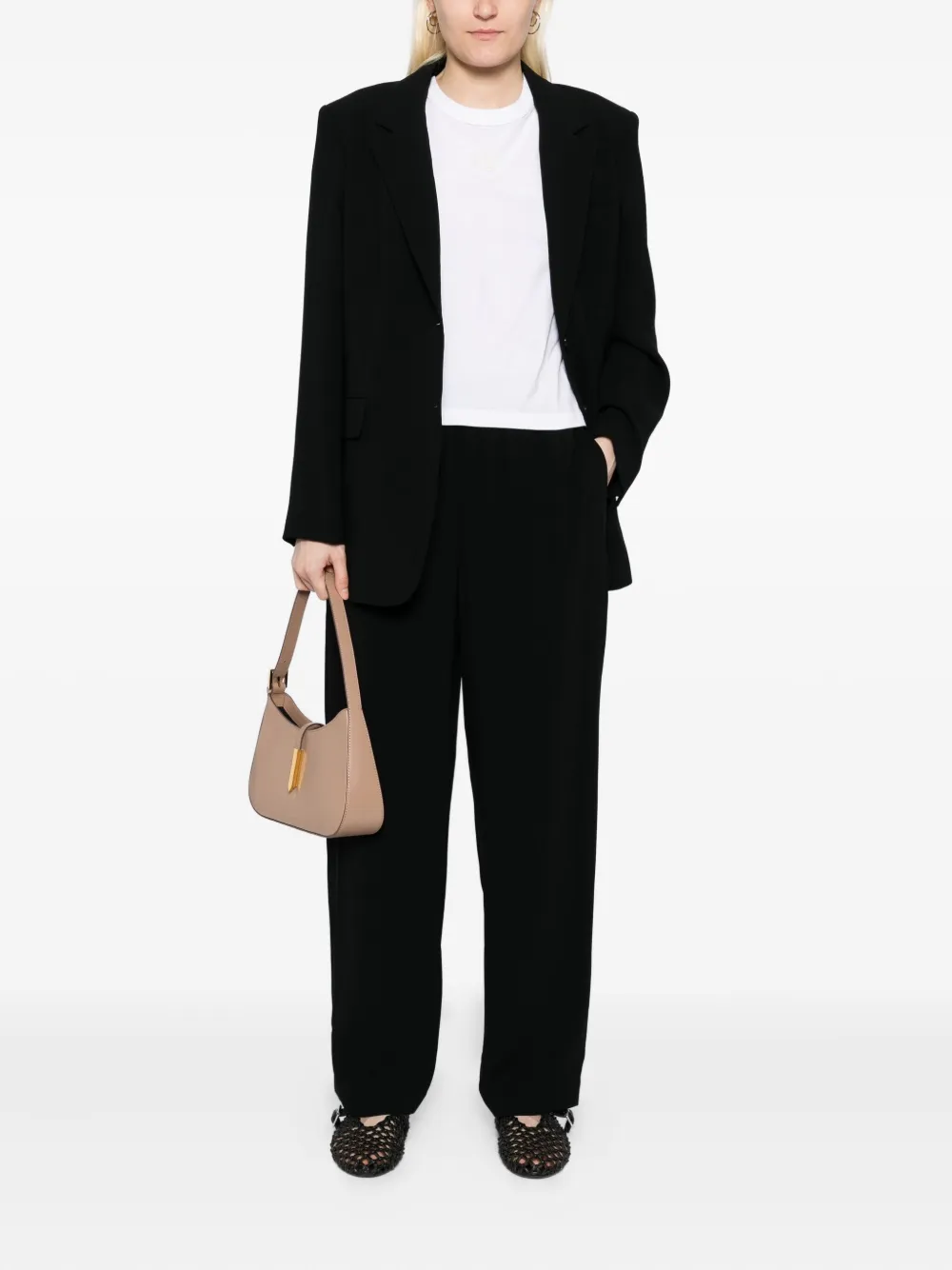 Theory padded-shoulder blazer Zwart