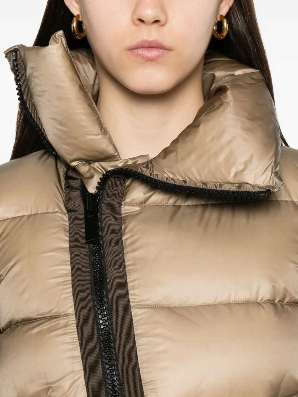 sacai quilted panelled jacket Beige