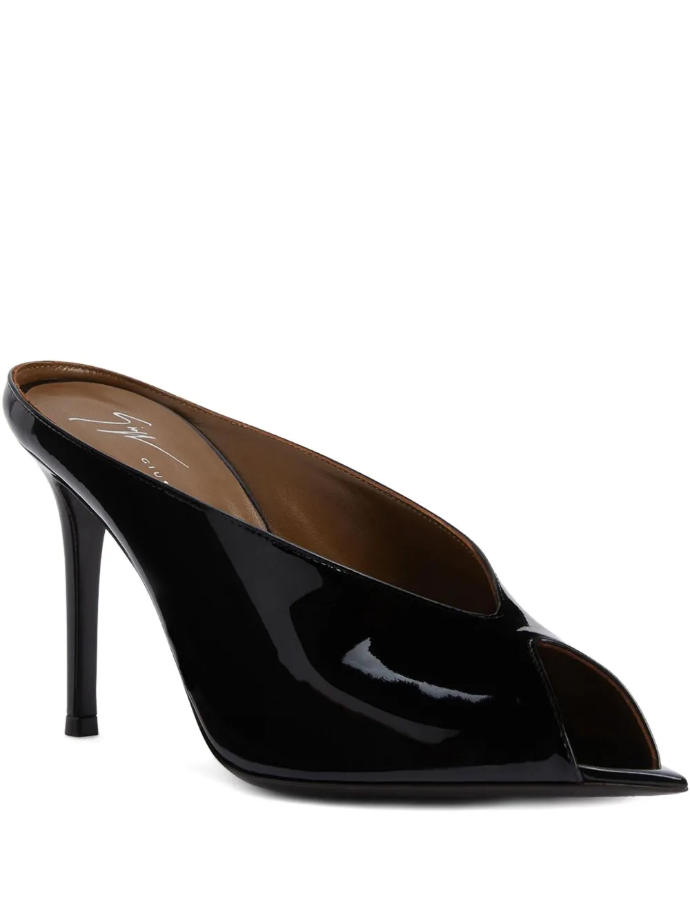 Giuseppe Zanotti 90mm Intriigo pointed-toe patent leather sandals Black