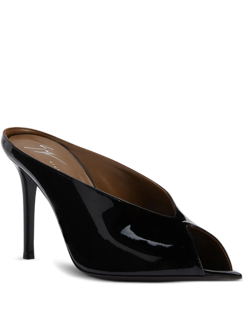 Giuseppe Zanotti 90mm Intriigo pointed-toe patent leather sandals Black