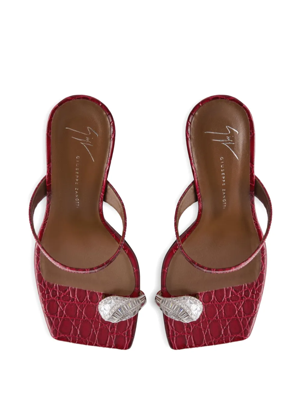 Giuseppe Zanotti 90mm Iconic Ring crocodile-effect sandals Red