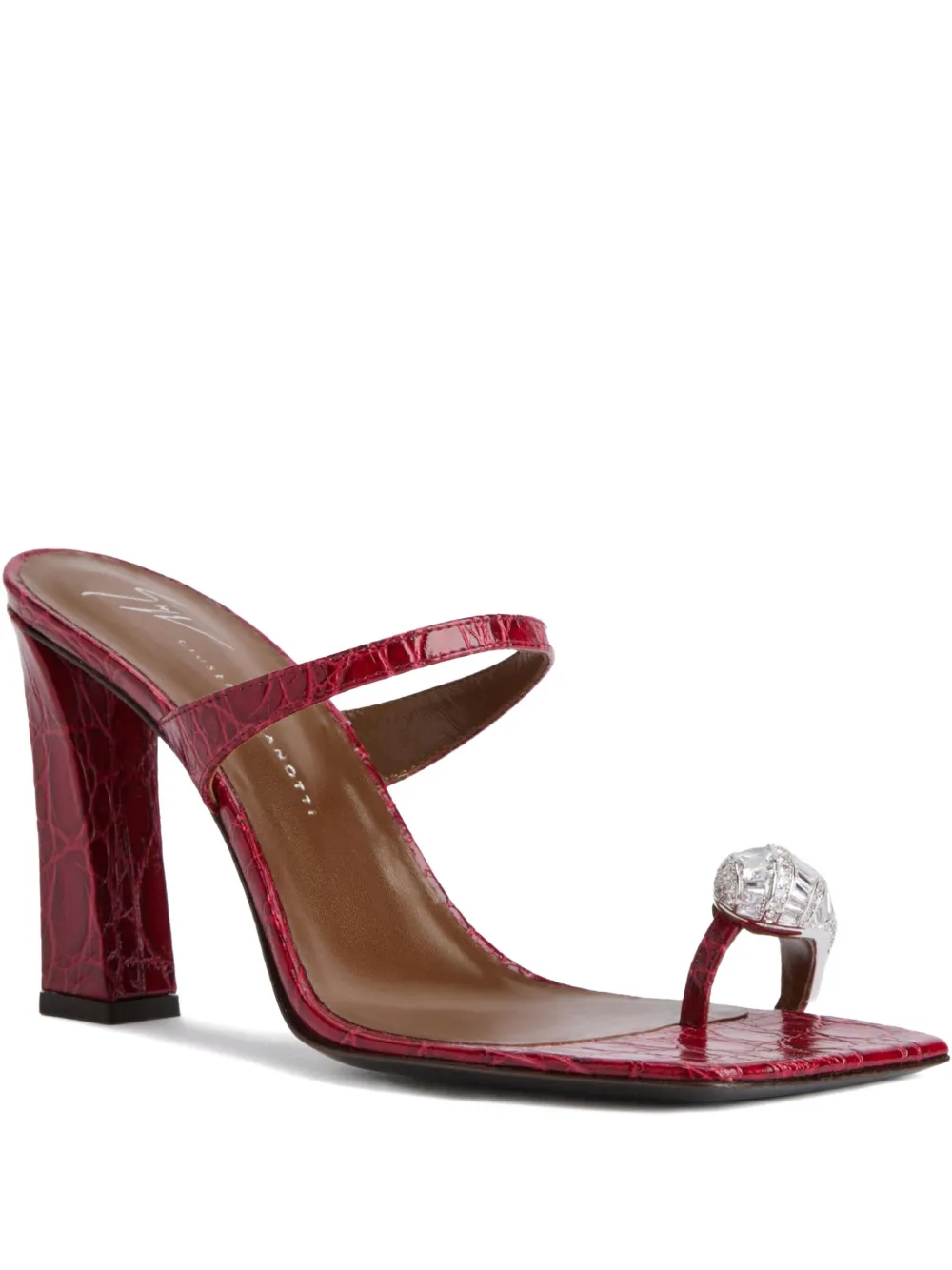 Giuseppe Zanotti 90mm Iconic Ring crocodile-effect sandals Red