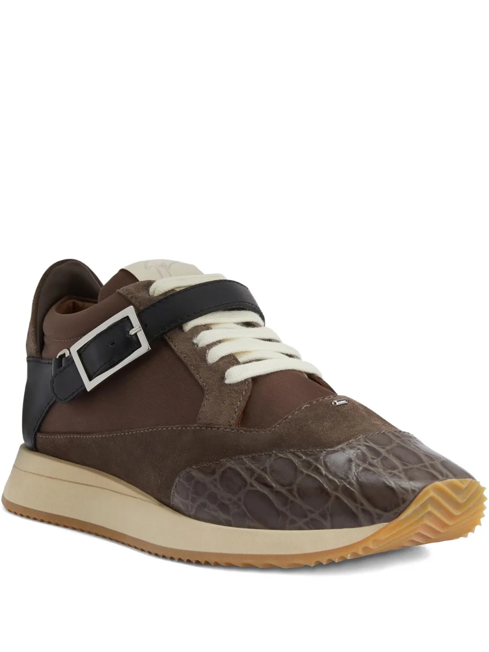 Giuseppe Zanotti buckle-strap crocodile-effect low-top sneakers Brown