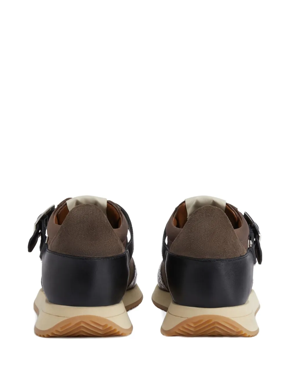 Giuseppe Zanotti Low-top sneakers met krokodillen-reliëf en gespbandje - Bruin