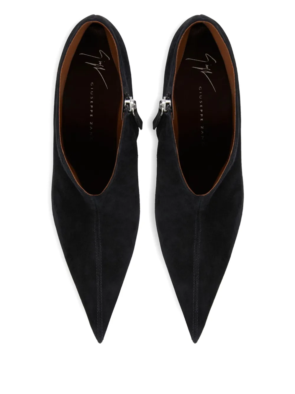 Giuseppe Zanotti pointed-toe v-cut suede heeled pumps Black