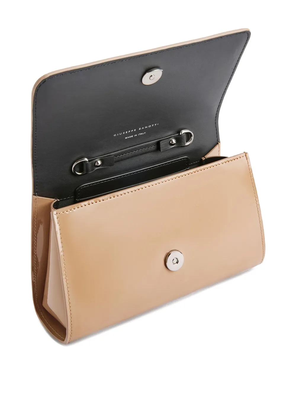 Giuseppe Zanotti mini Cleopatra patent leather flap clutch Bruin