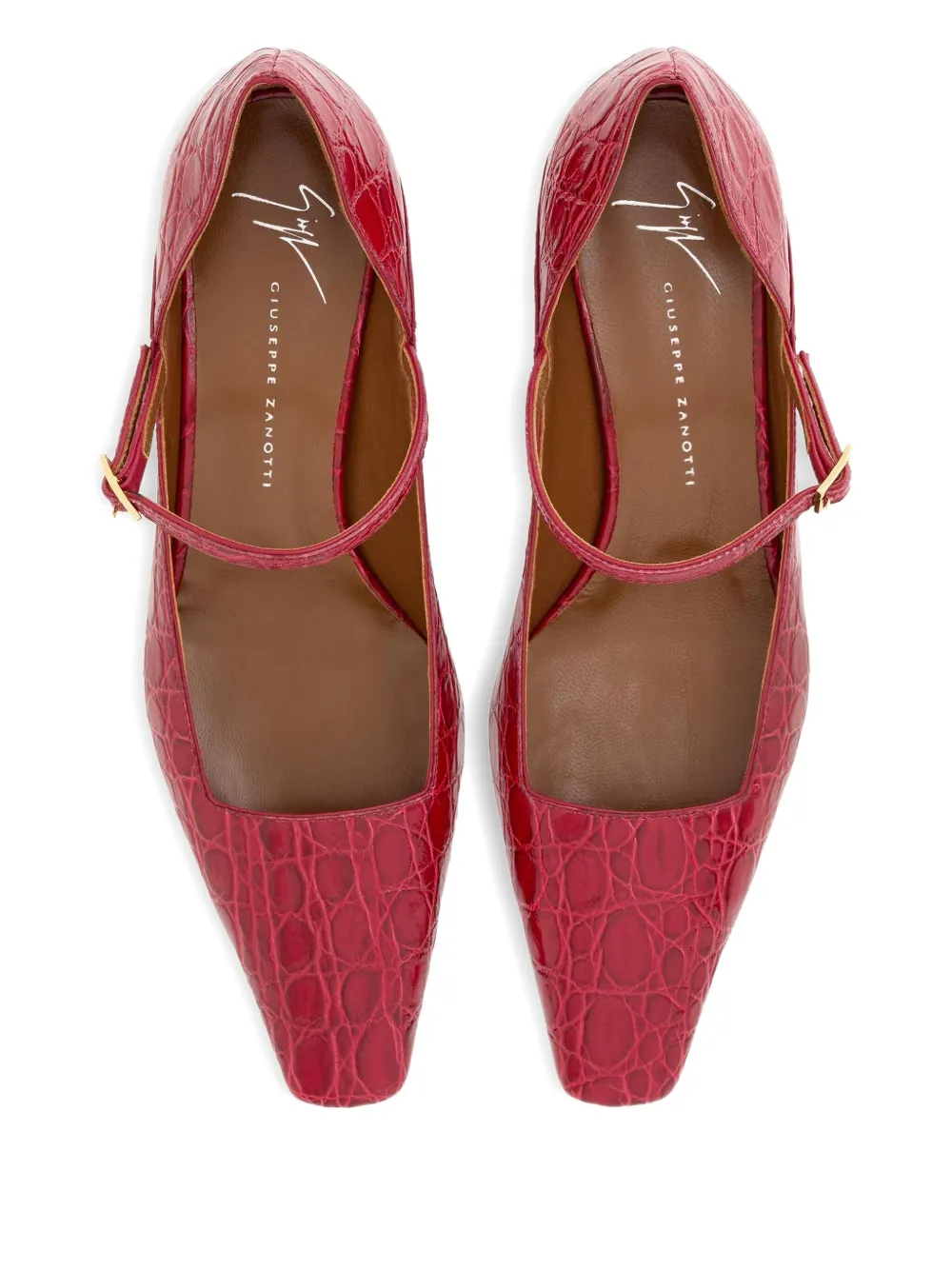 Giuseppe Zanotti crocodile-effect Mary Jane pumps Red