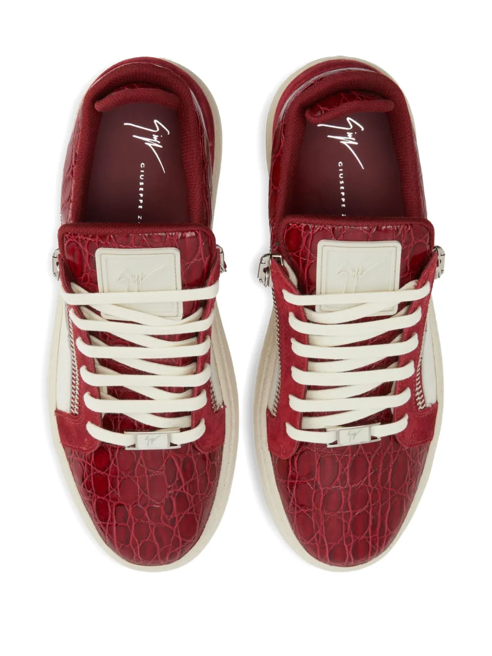 Giuseppe Zanotti Frankie sneakers met krokodillen-reliëf Rood