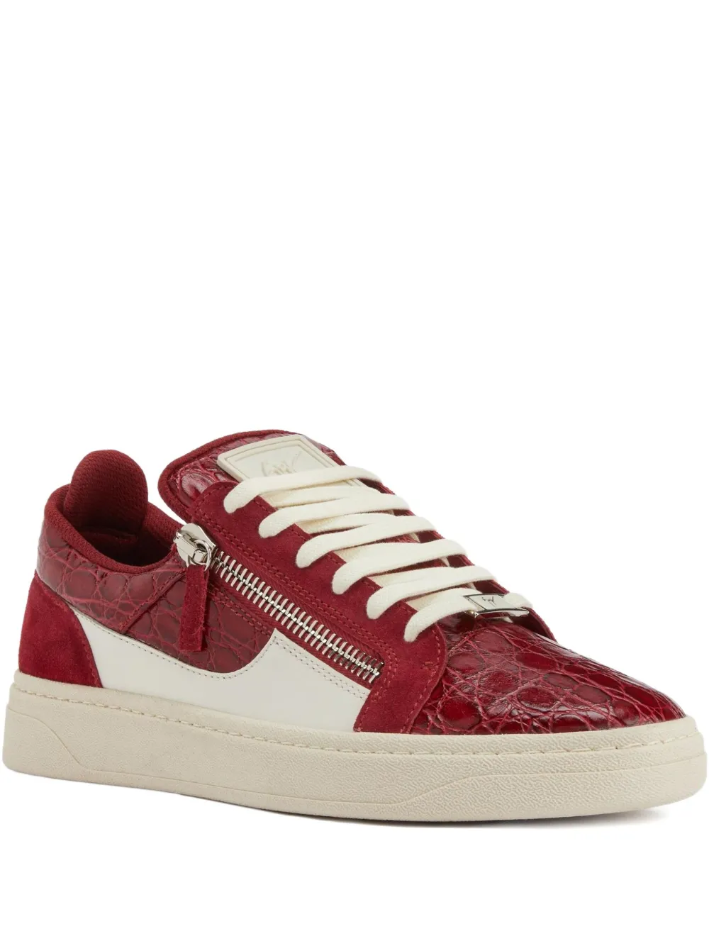 Giuseppe Zanotti Frankie sneakers met krokodillen-reliëf Rood