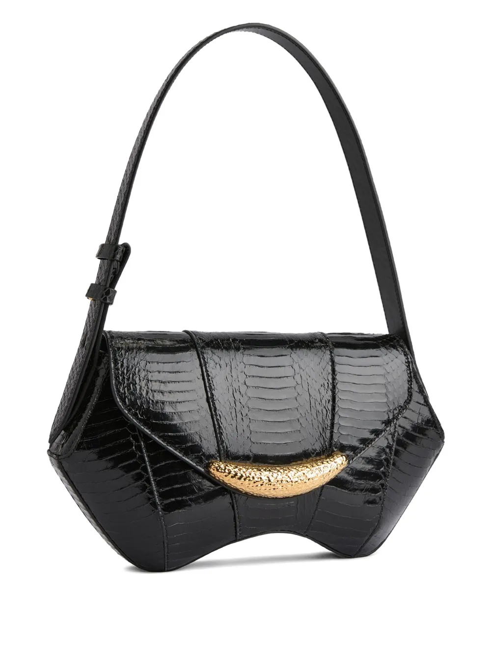 Giuseppe Zanotti Gz Day and Night snakeskin curved shoulder bag 003 BLACK