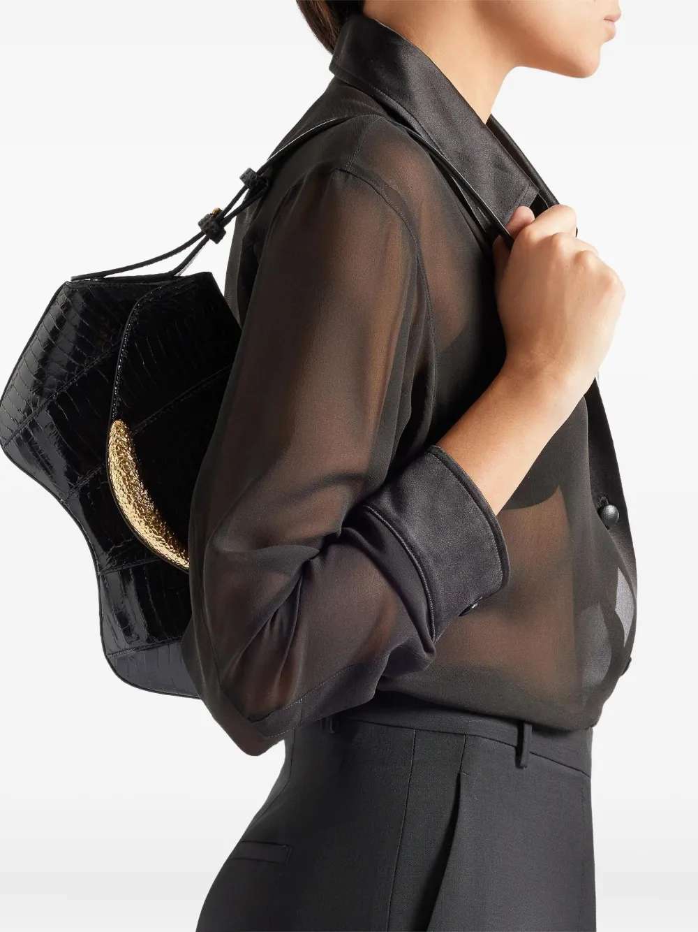 Giuseppe Zanotti Gz Day and Night snakeskin curved shoulder bag 003 BLACK