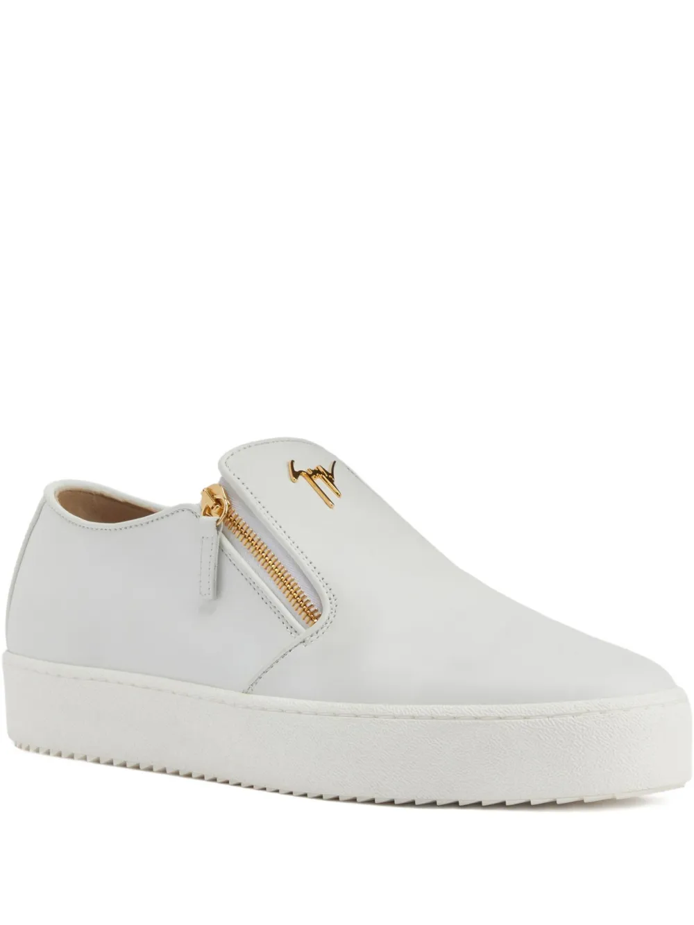 Giuseppe Zanotti zip-detail leather slip-ons White
