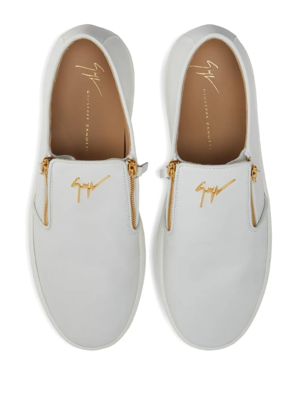 Giuseppe Zanotti zip-detail leather slip-ons White