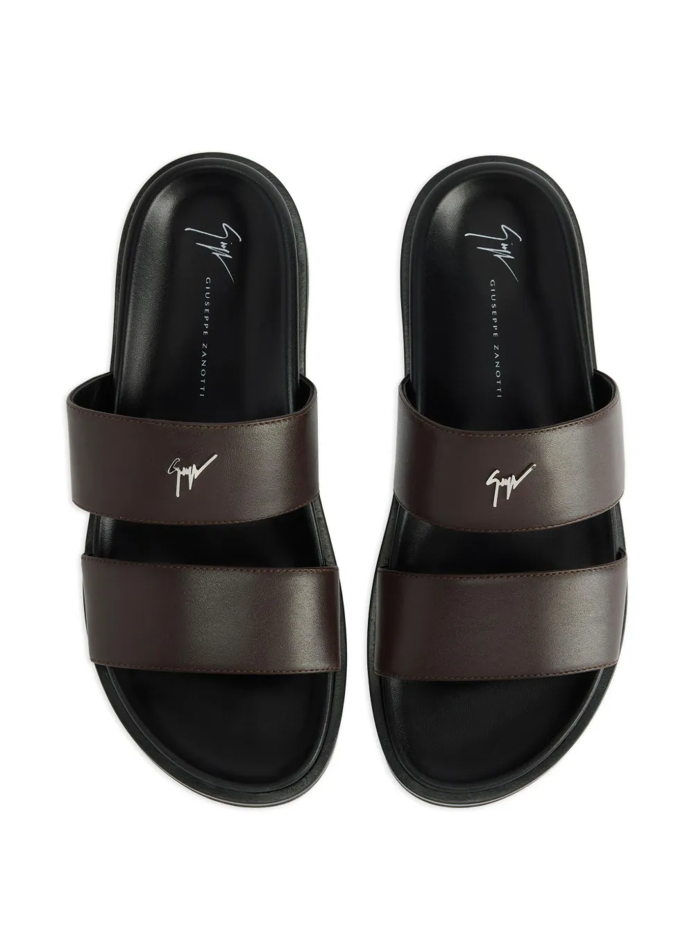 Giuseppe Zanotti Urbander leren sandalen met dubbele band - Bruin