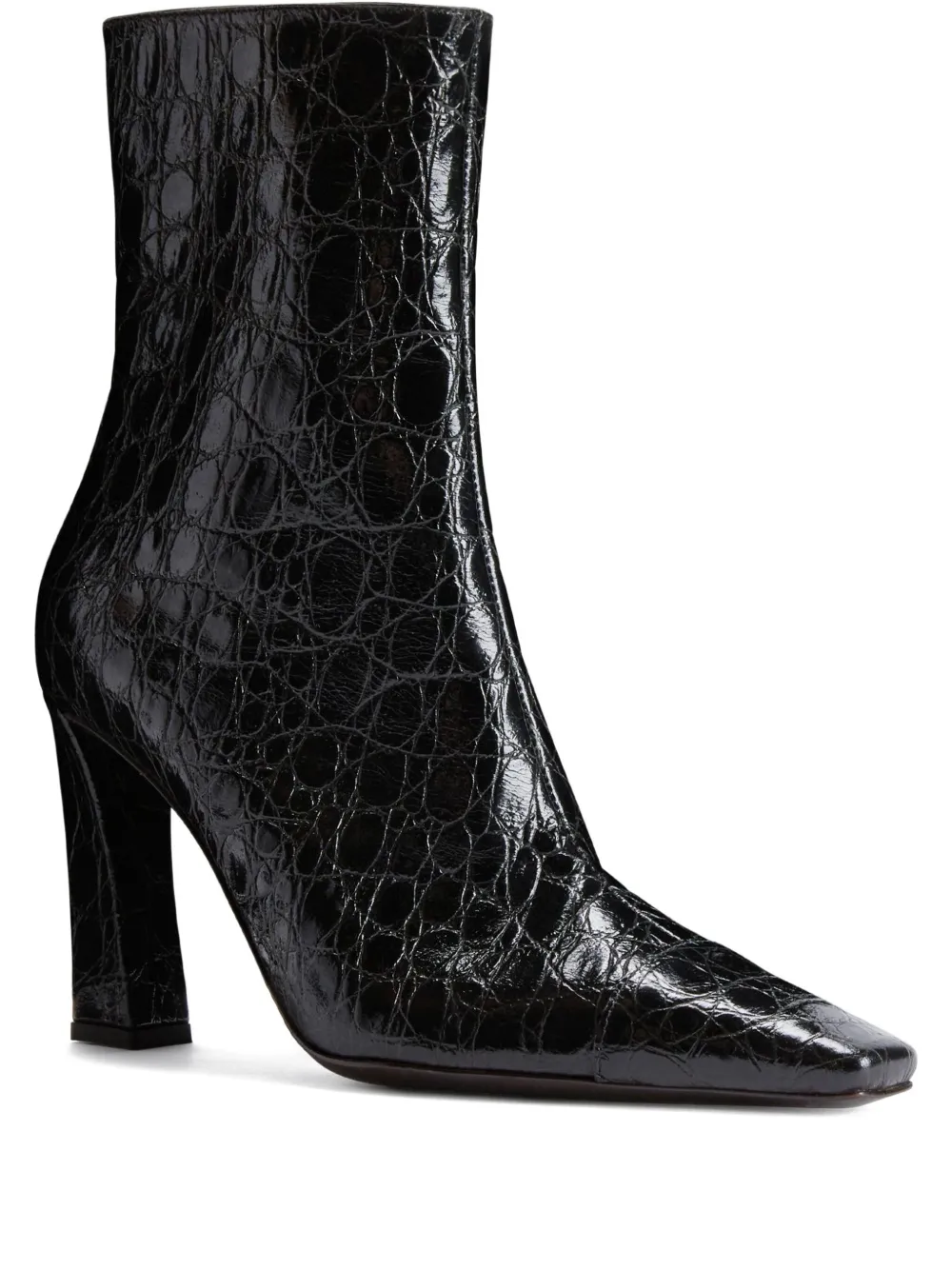Giuseppe Zanotti Janiee Bootie 90 Crocodile-effect Square-toe Boots In Black