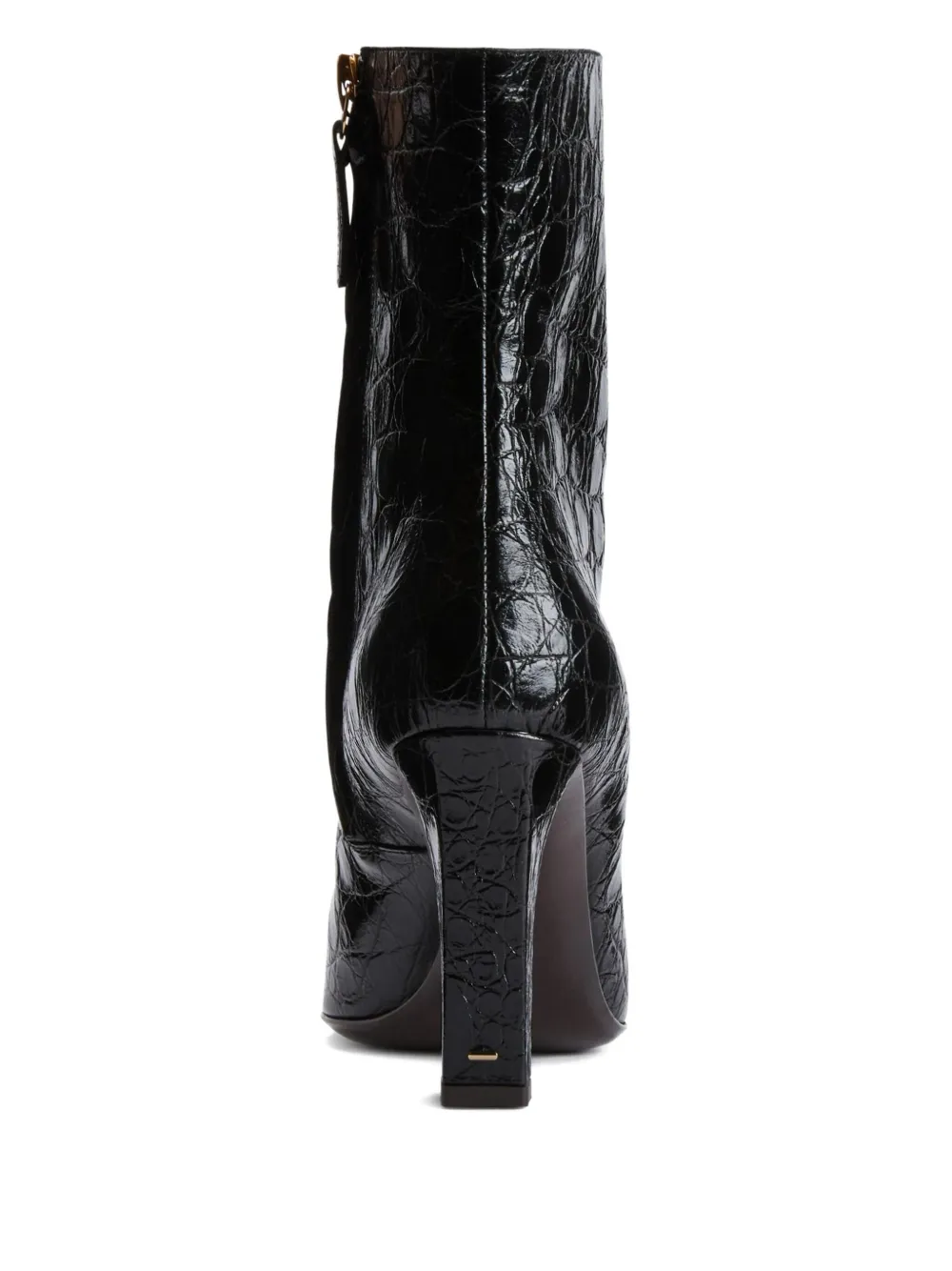 Giuseppe Zanotti Janiee Bootie 90 Crocodile-effect Square-toe Boots In Black