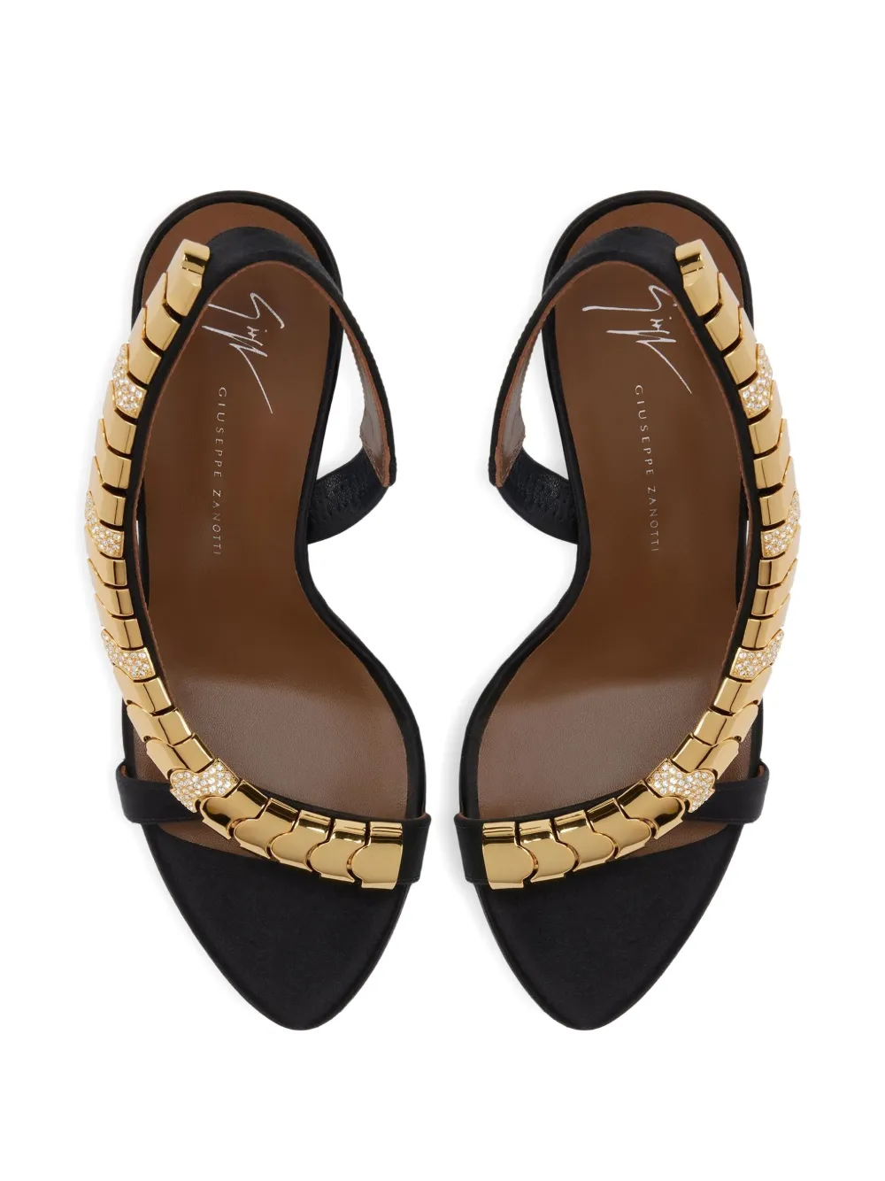Giuseppe Zanotti 105mm Dafne satin slingback sandals Black