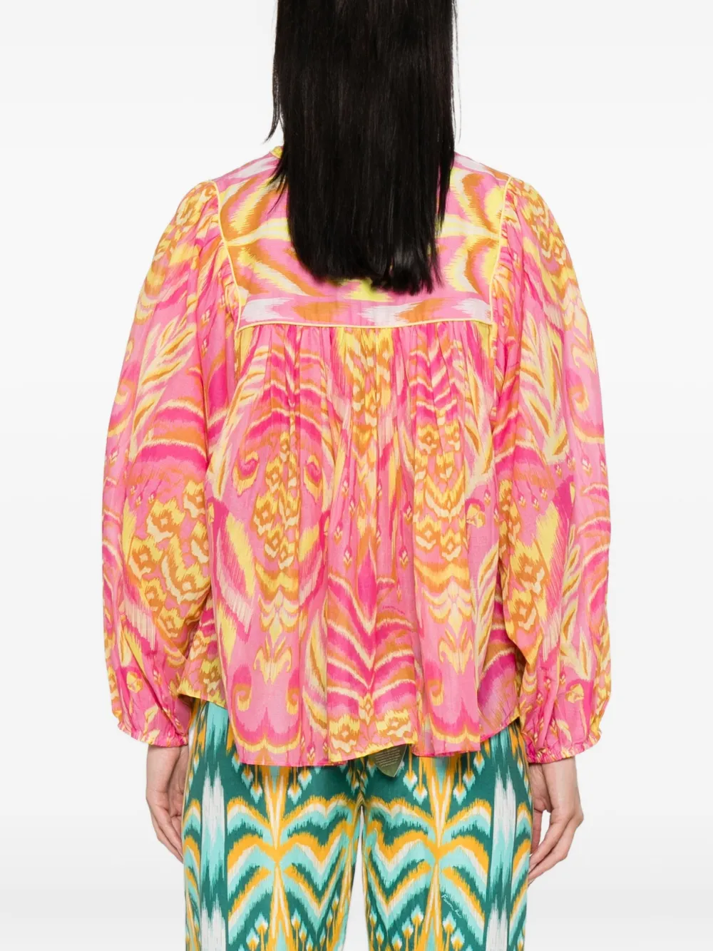 FARM Rio Pineapple Tapestry top met patroon en kwastje Geel