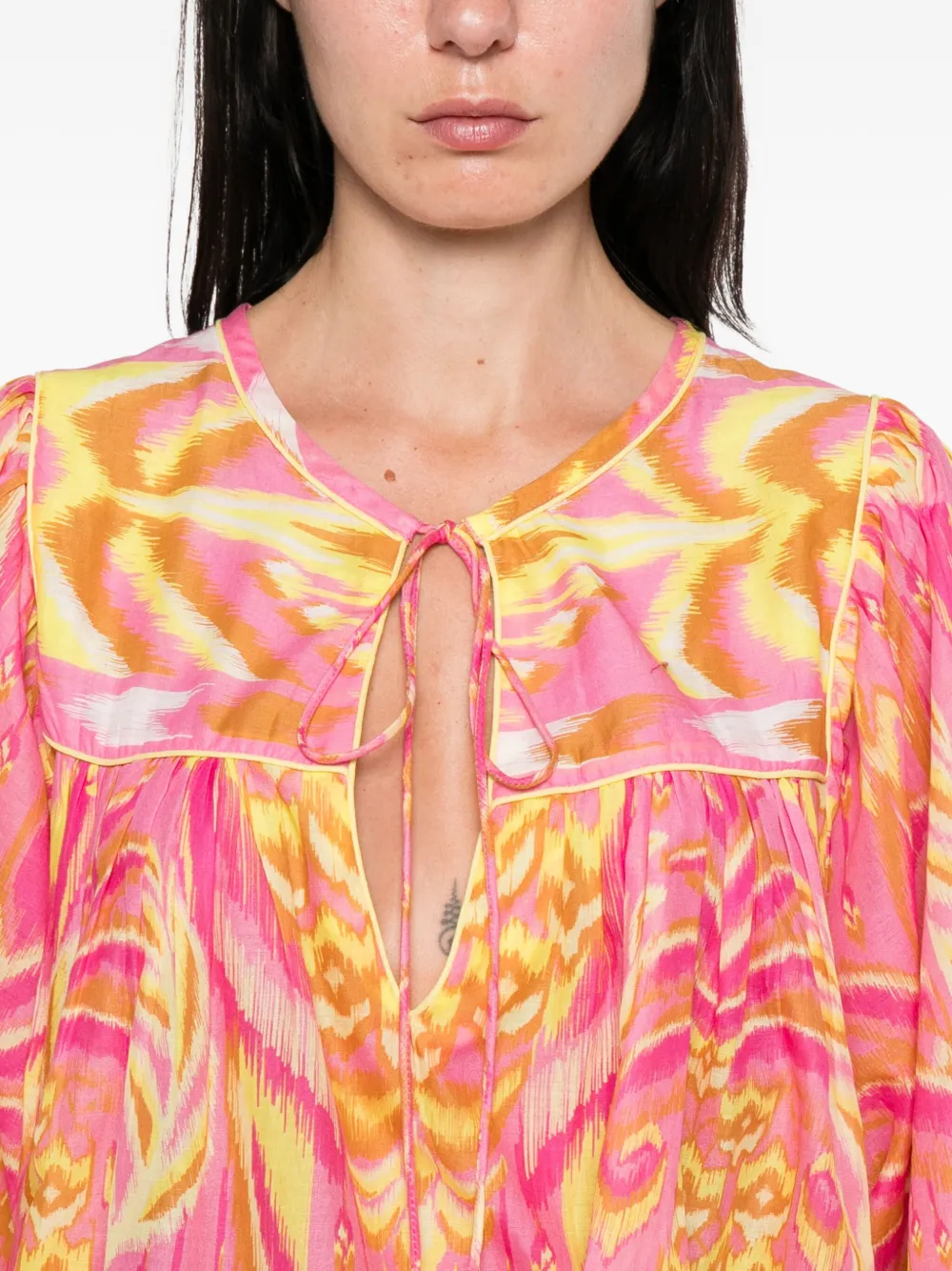 FARM Rio Pineapple Tapestry top met patroon en kwastje Geel