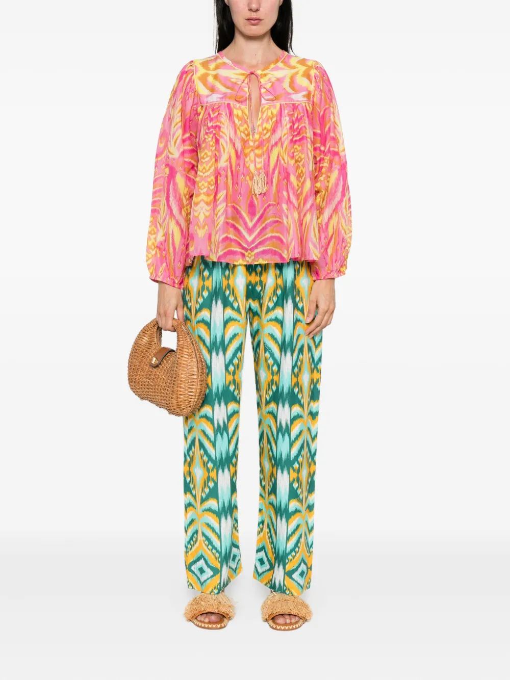FARM Rio Pineapple Tapestry tassel-neckline patterned top | Blouses | Image 2