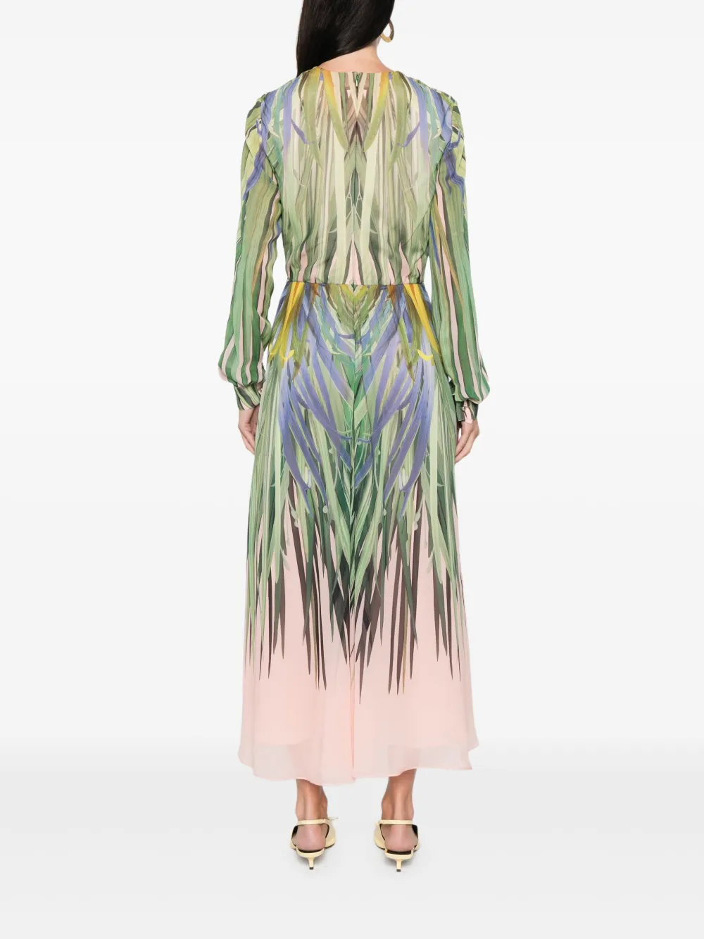 Elie Saab V-neck Printed Dress In Multi