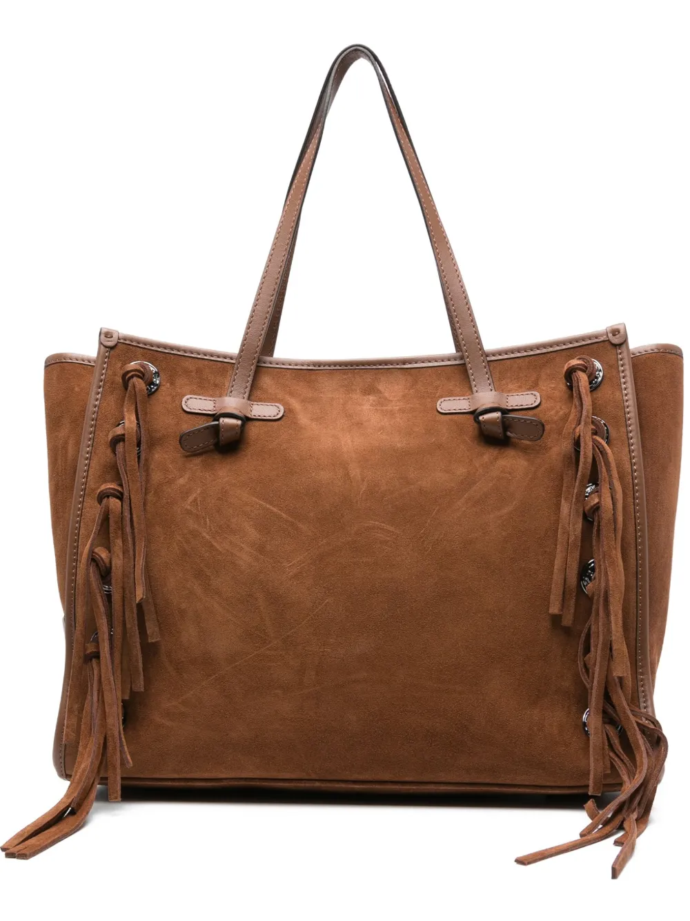 GIANNI CHIARINI Marcella fringe-detail suede tote bag Bruin