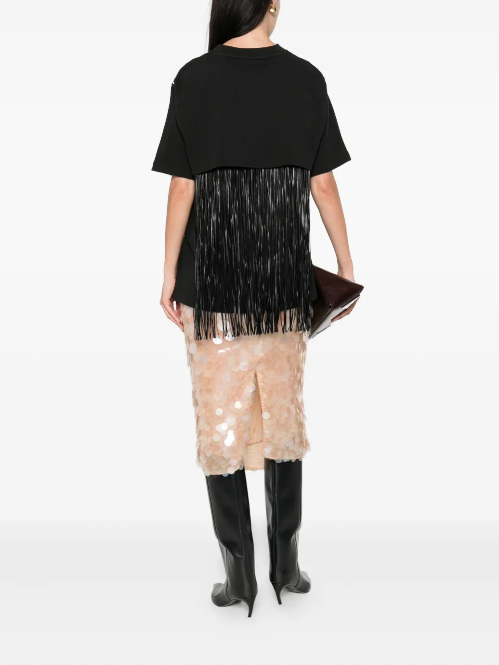 Sportmax T-shirt met franje detail Zwart