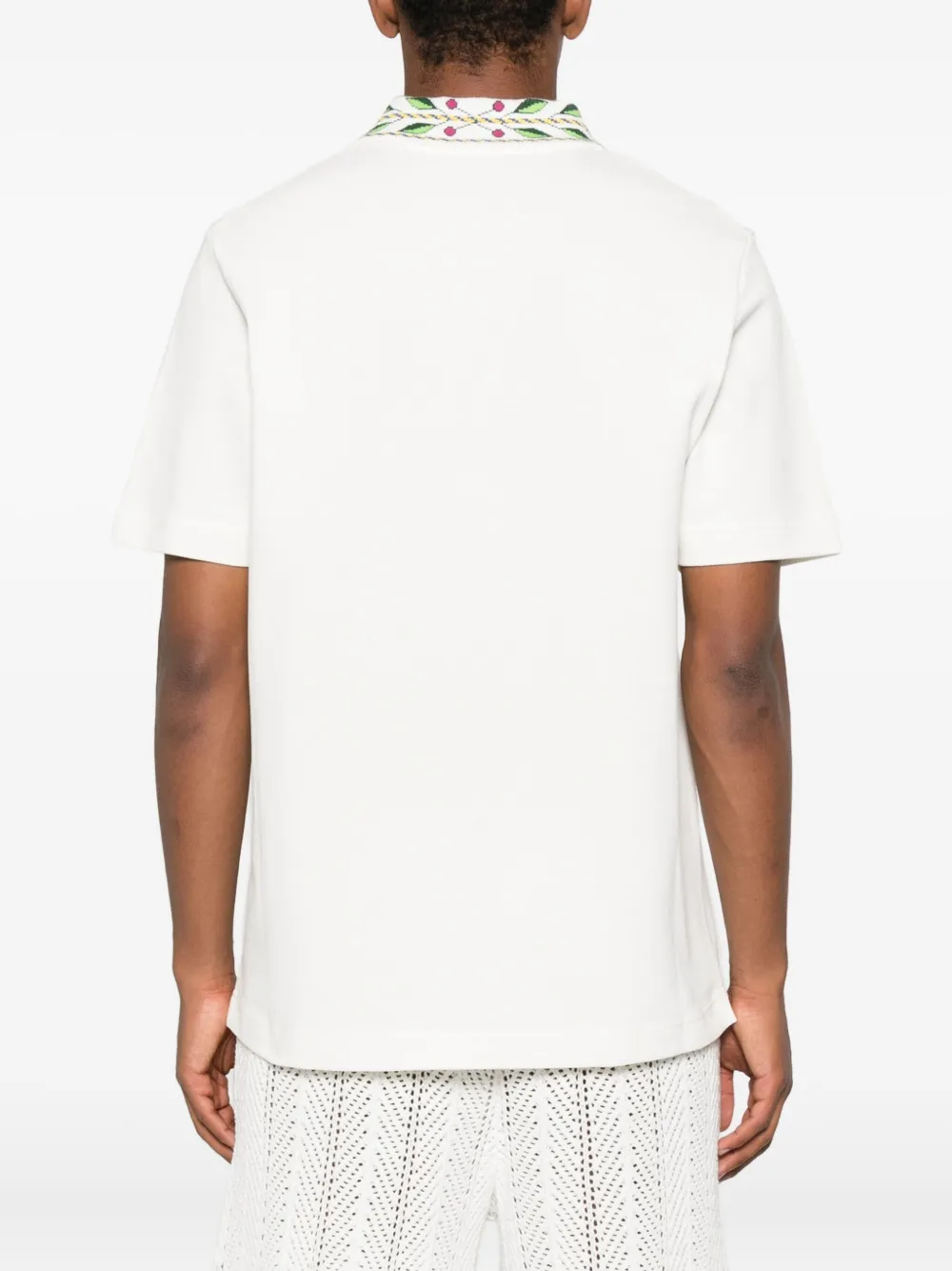 Casablanca embroidered-collar polo shirt Wit