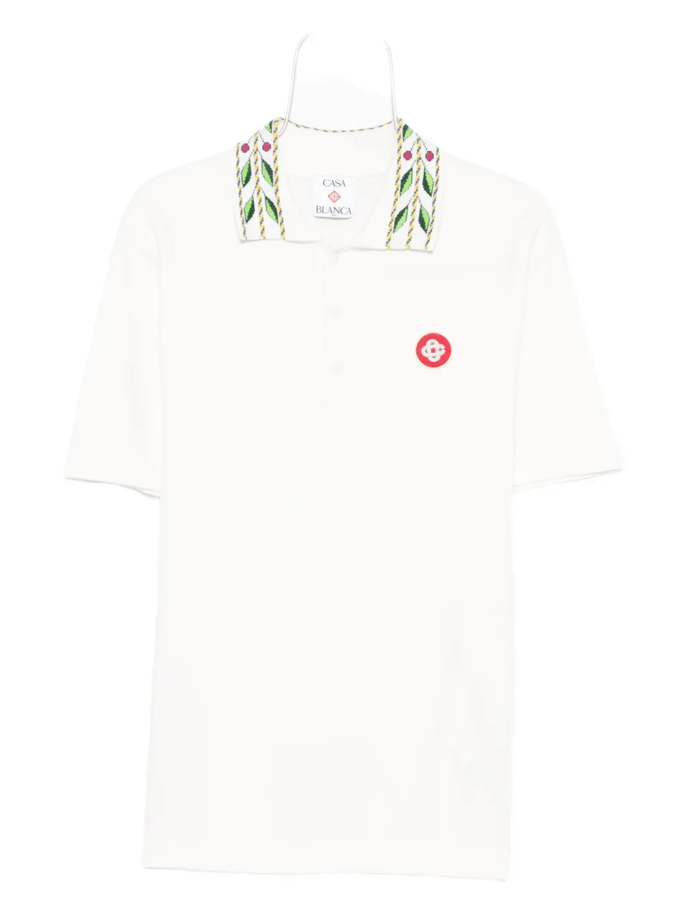 Casablanca embroidered-collar polo shirt Wit