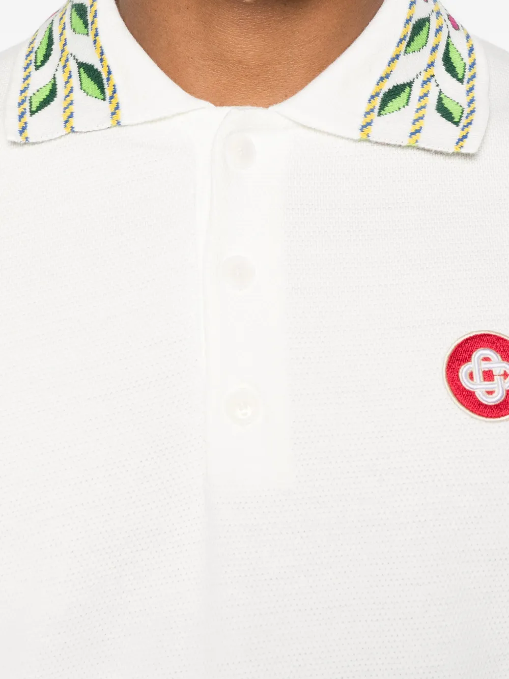 Casablanca embroidered-collar polo shirt Wit