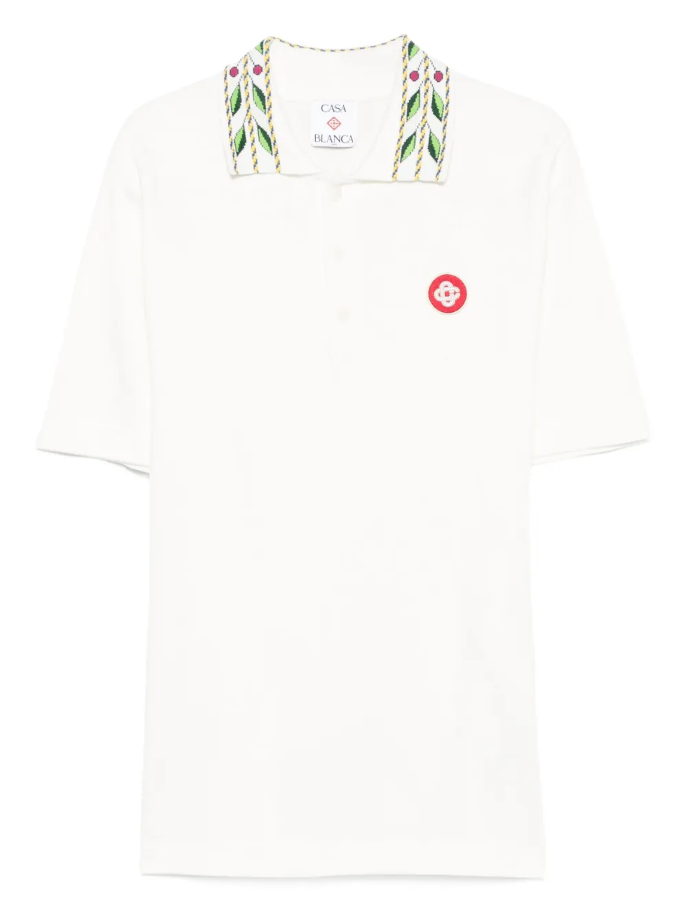 Casablanca embroidered-collar polo shirt Wit