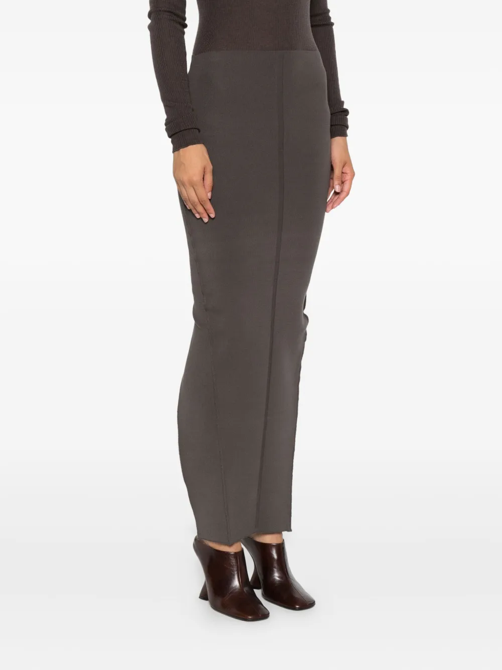 Rick Owens Pillar Centre-seam Knit Skirt In Gray