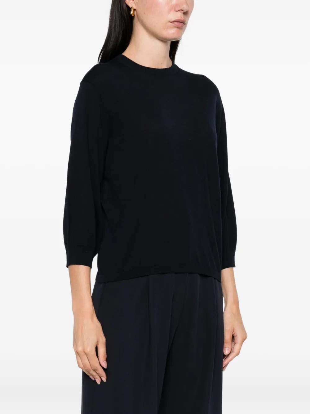 'S Max Mara Wollen top met ballonmouwen Blauw