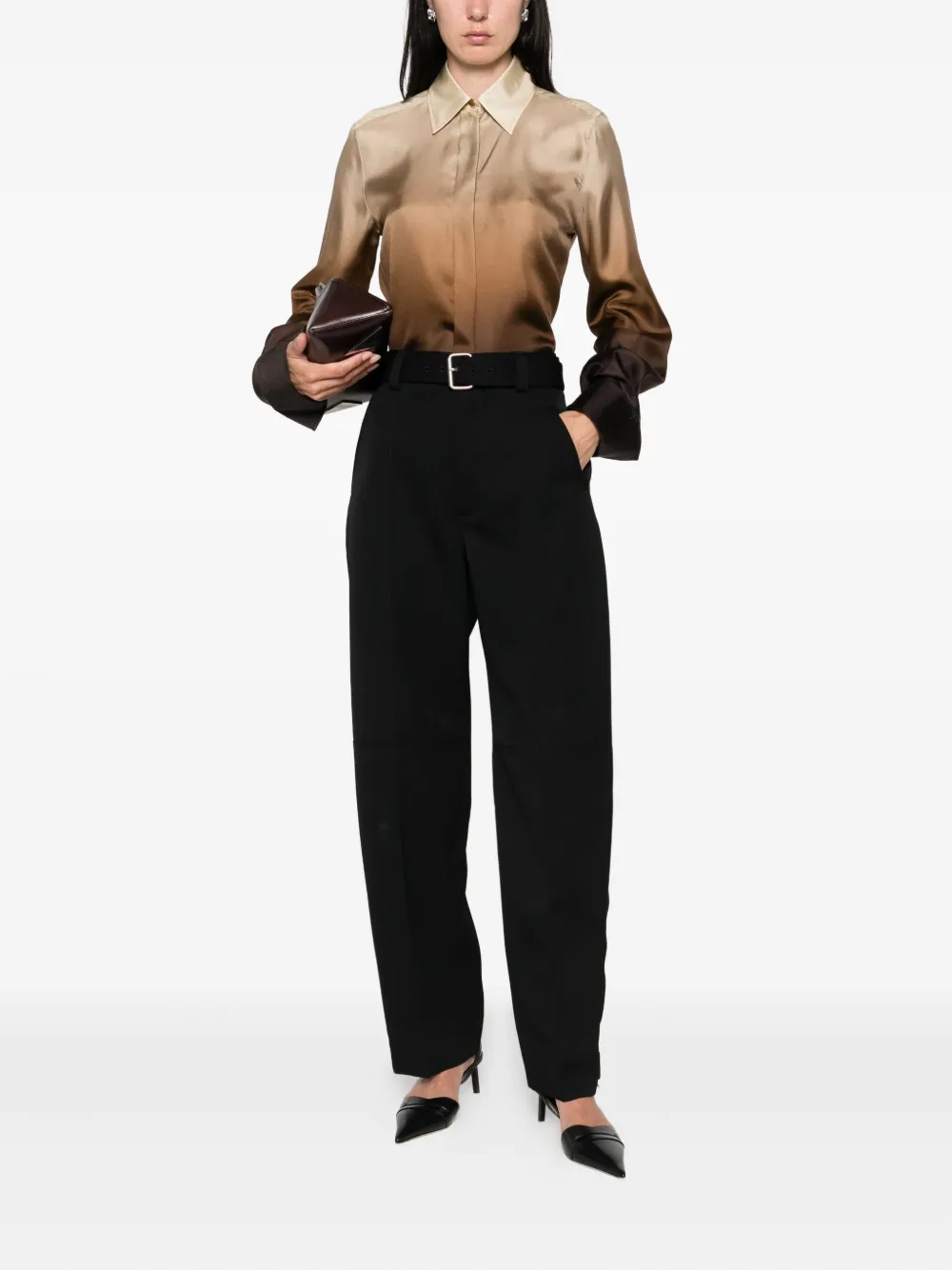 Sportmax ombré-effect silk shirt Bruin