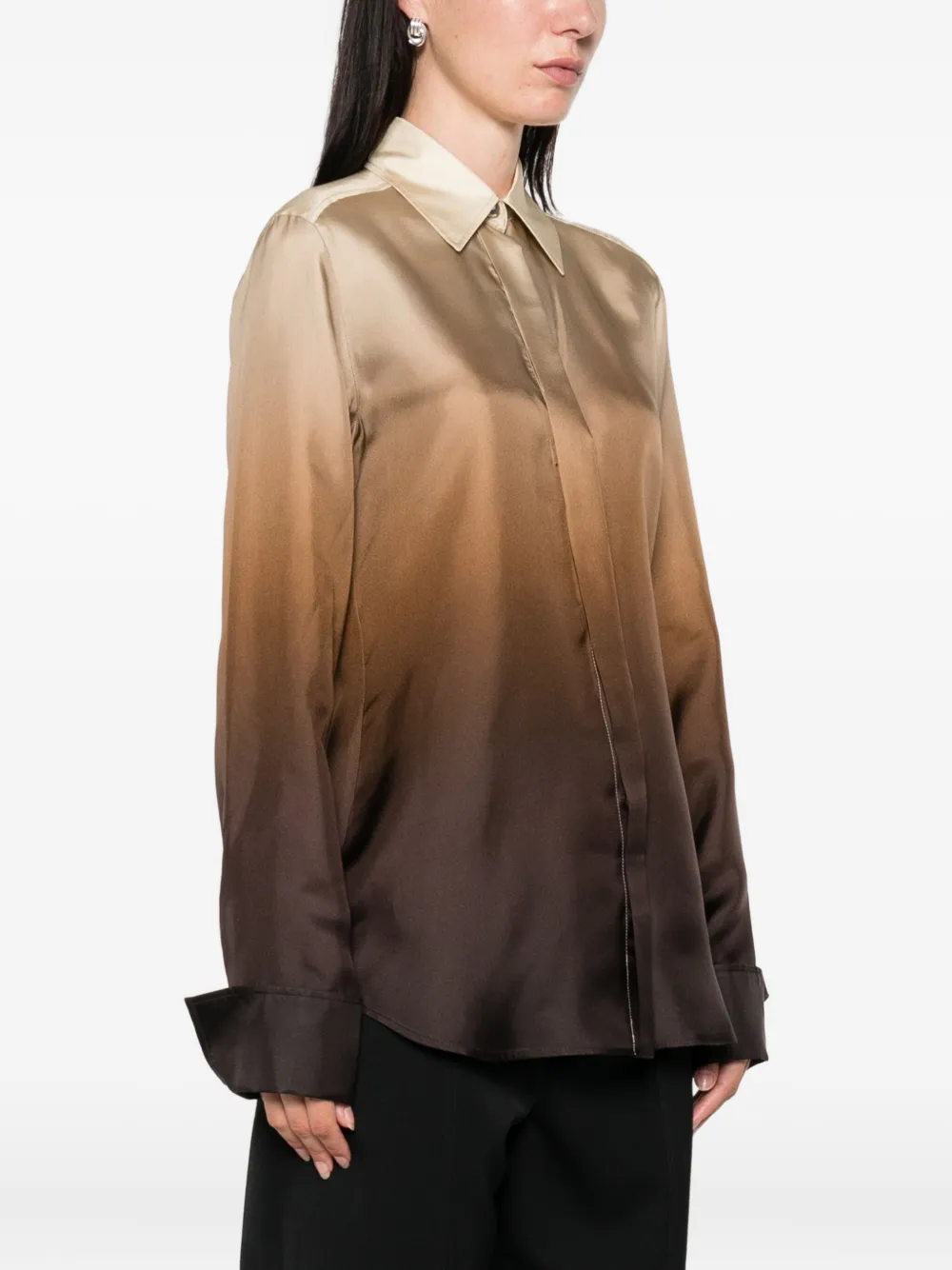 Sportmax ombré-effect silk shirt Bruin