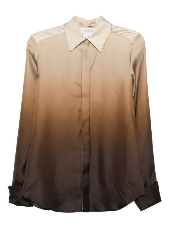 トップス 2025AW/SPORT MAX Silk Blouse Sportmax ombré-effect Silk Shirt | Brown | FARFETCH OM