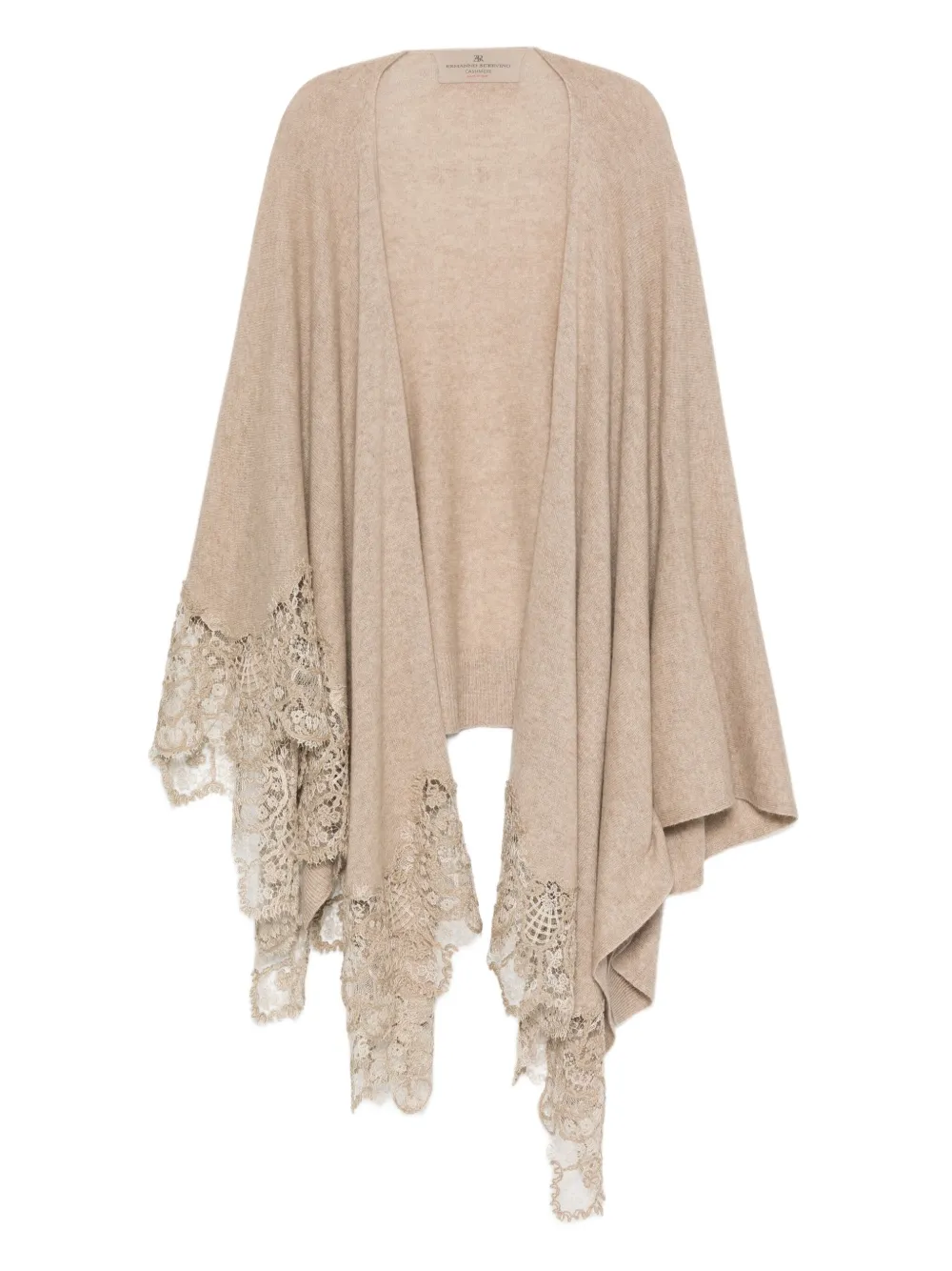 Ermanno Scervino Wollen cape met kanten afwerking Bruin