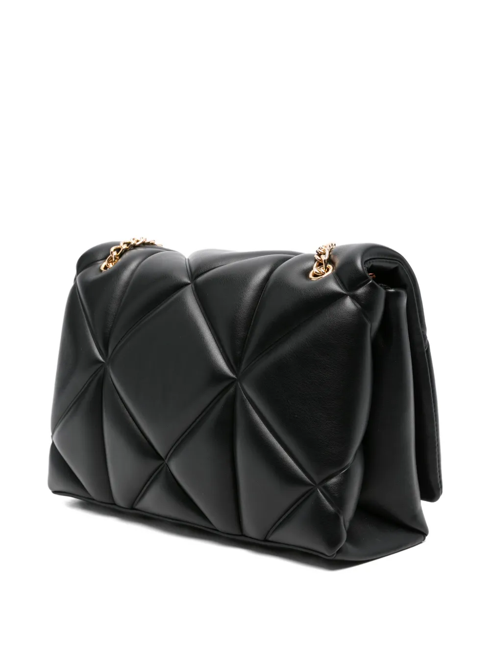 Love Moschino quilted logo-plaque shoulder bag Zwart