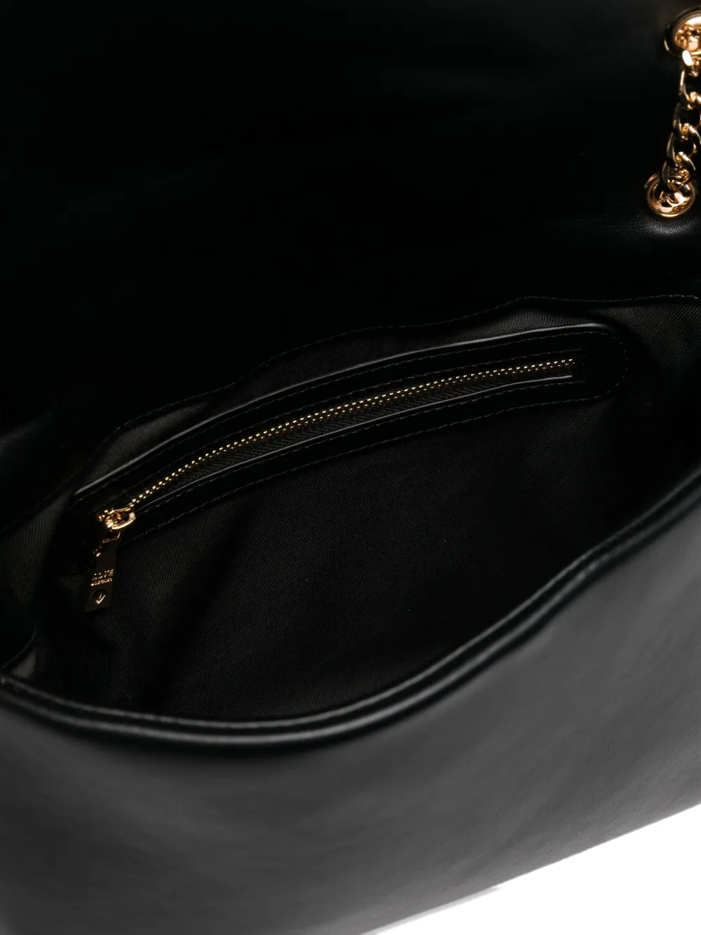 Love Moschino quilted logo-plaque shoulder bag Zwart