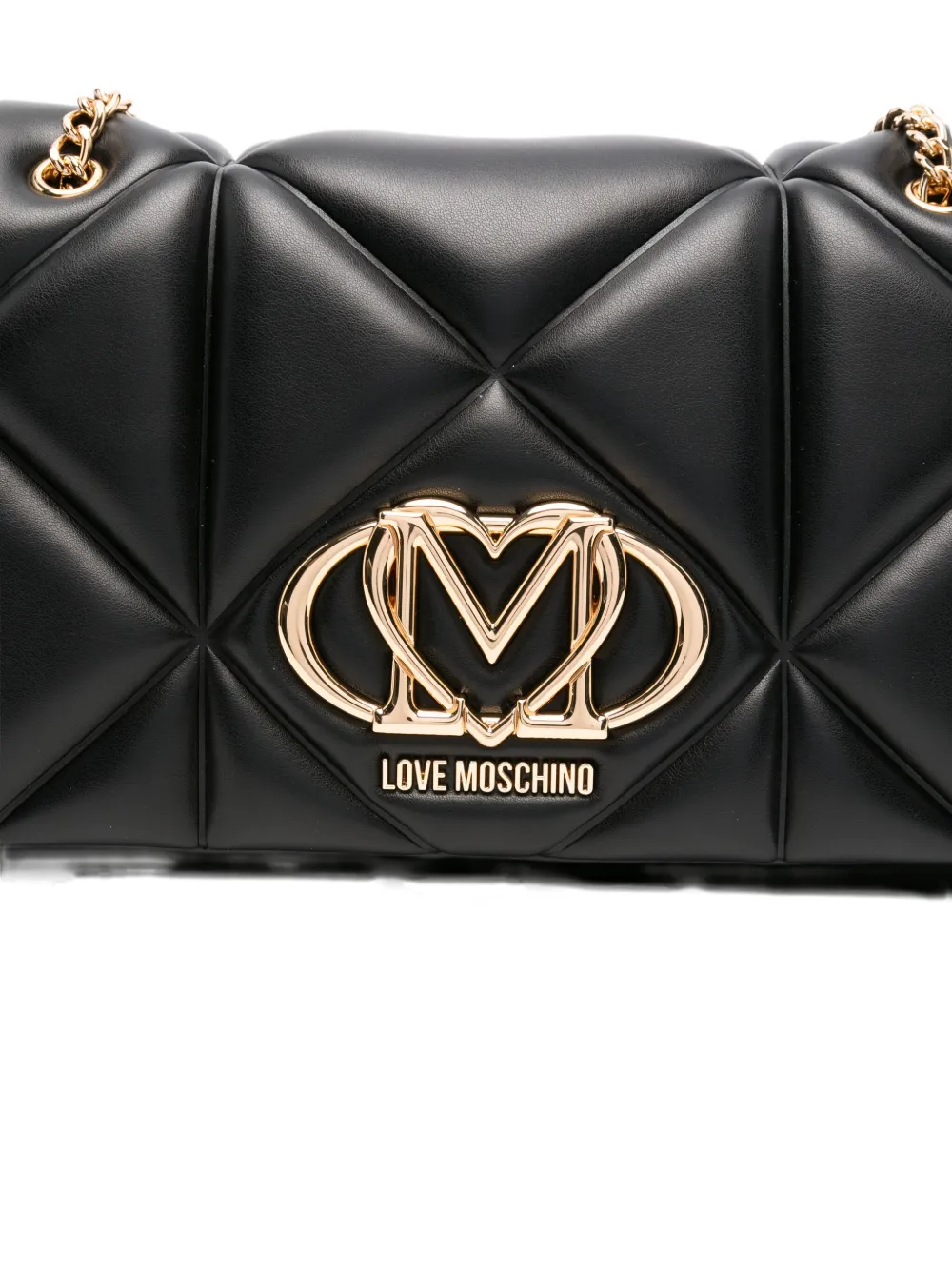 Love Moschino quilted logo-plaque shoulder bag Zwart